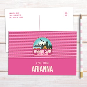 Live, Liebe, Camp rosa Sommer Camp Postkarten(Set von 10) | Kinderpostkarten | Camp Stationery | 6 " X 4" Postkarten für Kinder