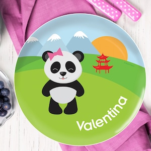 Personalized Melamine Plate for Girls - Sweet Panda - Melamine Plates - Melamine Bowl Personalized - Custom Placemat with Name