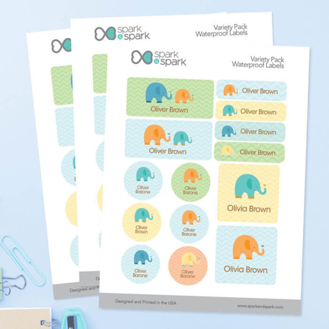 Baby Bottle Labels - Sweet Elephants - School Supply Labels ...