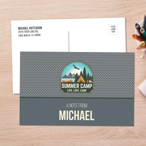 Live, Liebe, Sommercamp grau Postkarten (Set von 10) | Kinderpostkarten | Camp Stationery | 6 " X 4" Postkarten für Kinder