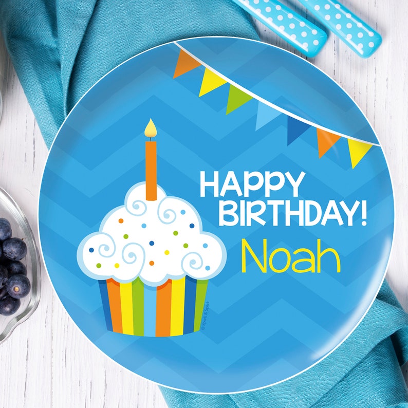 Custom Birthday Plate Happy Bday to You Boy Kids Melamine Dinnerware