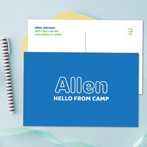 Moderne blaue Sommercamp Postkarten (Set von 10) | Kinderpostkarten | Camp Stationery | 6 " X 4" Postkarten für Kinder