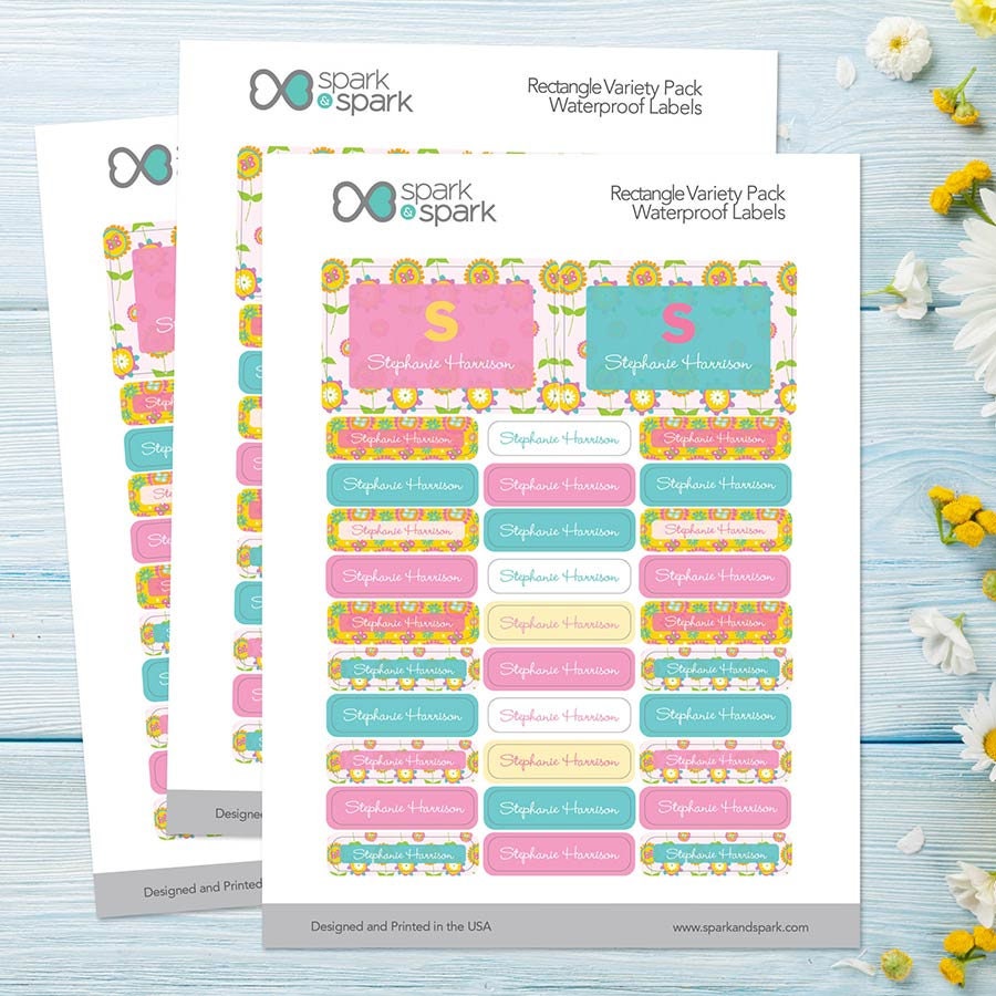 Customized Labels - Flower Initial - Baby Bottle Labels - Daycare ...
