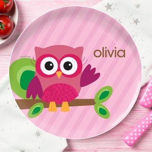 Custom Name Plate - Owl Be Yours - Personalized Gifts for Girls - Melamine Bowl or Plate Personalized - Custom Placemat with Name