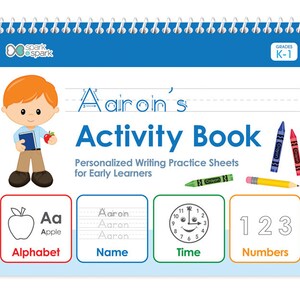 Livro de Escrita em Inglês Personalizado para Meninos | Caderno de Atividades para Crianças | Caderno de Redação | Caderno para Educação Infantil | Caderno para o 1º Ano imagem 10