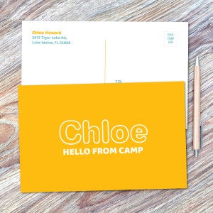 Moderne gelbe Sommerlager Postkarten (Set von 10) | Kinderpostkarten | Camp Stationery | 6 " X 4" Postkarten für Kinder