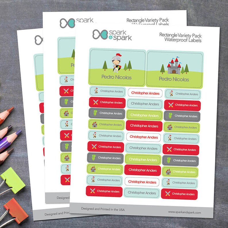 Name Stickers Knight & Armors Baby Bottle Labels Etsy