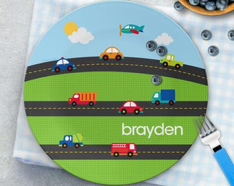 My Commute Mealtime Set - Custom Dinnerware for Kids - Children's Plate, Bowl, Mug, Placemat and Cutlery - Non Melamine. Birthday Gift