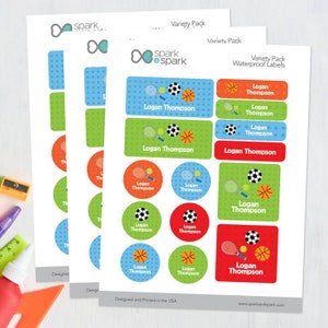 Waterproof Labels - Boy Sports - Name Labels - Customized Labels - Kindergarten Labels - School Labels - Dishwasher safe Labels
