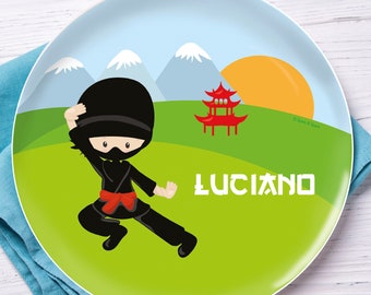 Personalized Melamine Plate for Kids - Cool Super Ninja - Personalized Plates for Boys - Melamine Bowl Personalized - Custom Placemat