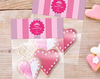 Valentine's Princess - Valentine's Day Treat Bag Topper - Set of 24/ Valentine Favor Tags / Valentine Treat Bag