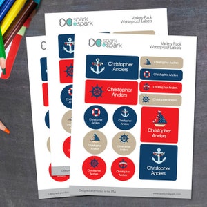 Personalized Name Labels - Sail Away - Kindergarten Labels - School Labels - Dishwasher safe Labels - Daycare Labels - Waterproof Labels