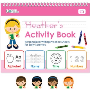 Custom English Writing Book For Girls | Activity Workbook For Kids | Writing Workbook | Kindergarten Workbook | 1st Grade Workbook