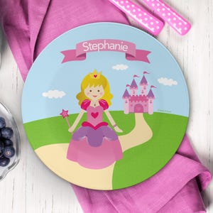 Toddler Self Feeding Plate - Sweet Little Princess, personalized Girls plate, custom name kids gift, kids plate with name, kids dinner plate