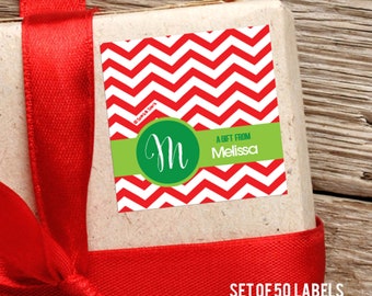 Personalized Gift Labels - Green Xmas Chevron - Xmas Stickers - Holiday Labels - Christmas Stickers - Custom Gift Label - Gift Wrap Supplies
