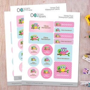 Etichette diurne - Ciao gufo - Etichette impermeabili - Etichette personalizzate - Adesivi nome - Etichette per biberon - Etichette per bambini