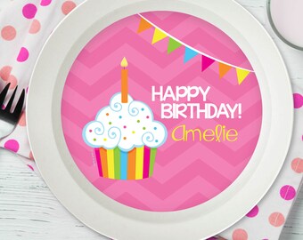 Personalized Melamine Plate for Girls Happy Birthday Girl Birthday  Plate Kids Melamine Bowl Personalized Custom Placemat with Name
