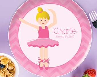 Personalized Name Plate for Girls - Sweet Ballerina - Birthday Gift Ideas - Melamine Bowl or Plate Personalized - Custom Placemat with Name