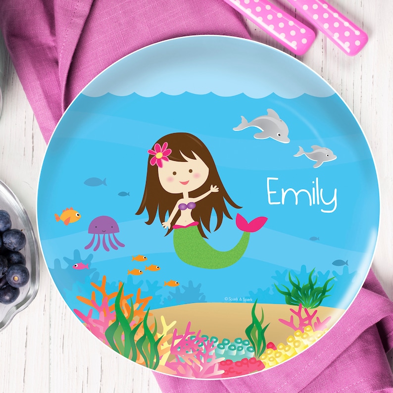 Personalized Dinnerware for Kids Sweet Mermaid Custom Etsy