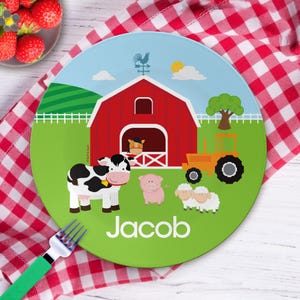 Day in the Farm Mealtime Set - Custom Dinnerware for Kids - Children's Plate, Bowl, Mug, Placemat and Cutlery - Non Melamine. Birthday Gift
