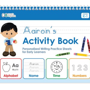 Livro de Escrita em Inglês Personalizado para Meninos | Caderno de Atividades para Crianças | Caderno de Redação | Caderno para Educação Infantil | Caderno para o 1º Ano imagem 8