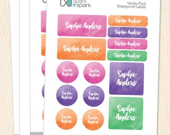 Dishwasher safe Labels - Bold Colorful Name  - Daycare Labels - Name Labels - Customized Labels - School Supply Labels - Kindergarten Labels