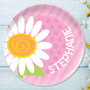 Kids Melamine Plate - A Daisy For You - Kids Melamine Dinnerware - Custom Name Plate - Custom Melamine Bowl - Custom Placemat with Name