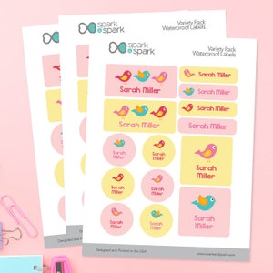 Baby Bottle Labels - Sweet Little Birds - Dishwasher safe Labels - Daycare Labels - Customized Labels - Labels for School Supplies