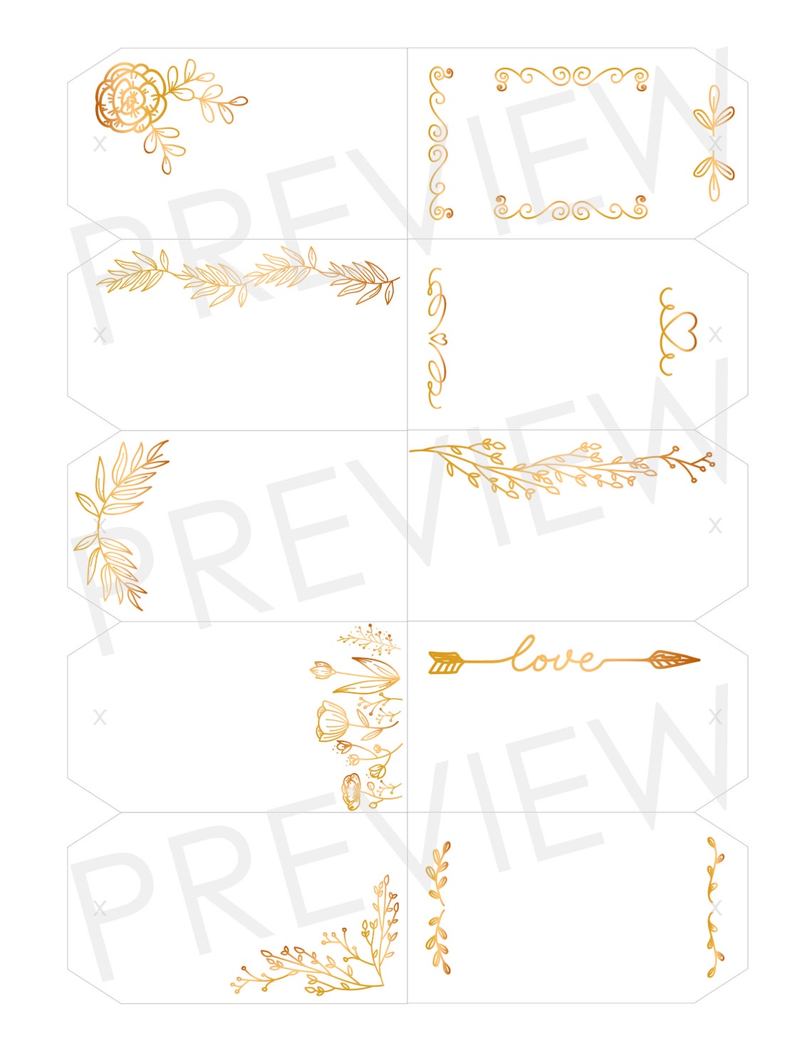 Printable Tag Template With 12 Gold Embellished Tag Options for Any ...