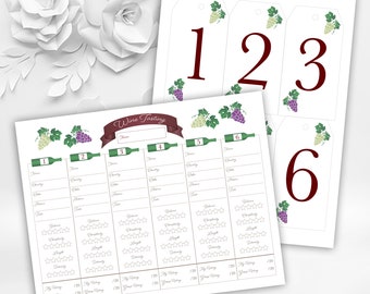 Digital Download - Wine tasting party sheets and tags for wine bottles