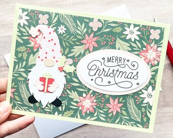 Merry Christmas Gnome Card, Holiday Card with Gnomes, Christmas Card for Grandma