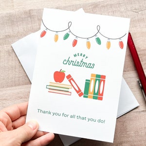 Carte de Noël imprimable pour enseignant, carte de vœux numérique pour enseignant, enseignant merci paraprofessionnel, téléchargement immédiat, impression à la maison
