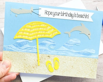 Beach Birthday Card, Ocean Birthday Card, Hope your birthday is beachin'! Beach scene card, Beach lover gift