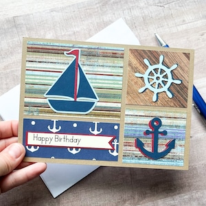 Sailing Birthday Card, Boating Birthday Card, Happy Birthday Dad Card, Nautical Greeting Card, Birthday Card with Sailboat