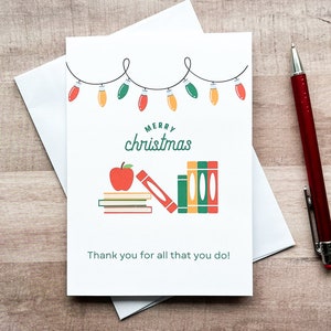 AFDRUKBARE kerstkaart voor leraar, vakantie leraar cadeau, bedankkaart voor kinderopvang, kerstkaart voor schoolhoofd, direct downloaden
