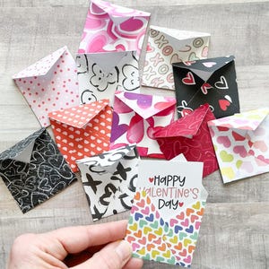 Tiny Valentine's Day Cards, Set of 12 Personalized Valentine's For Class, Mini Love Notes, Valentine's For Kids, Small Envelopes