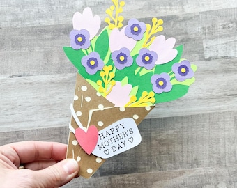 Mother’s Day Flower Bouquet Gift Card Holder, Gift for Mom, Floral Gift Card Holder, Happy Mother’s Day Card, Thoughtful Gift for Her