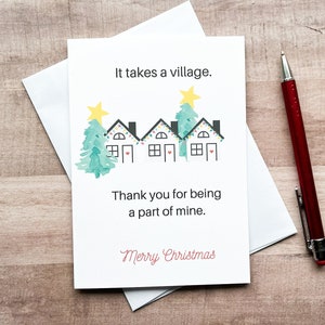 Cartão de Natal PARA IMPRIMIR para um amigo, Cartão de férias It Takes A Village, Cartão de agradecimento para creche, Cartão de Natal para babá, Download instantâneo