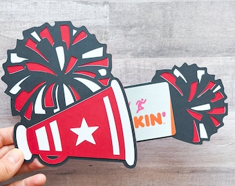 Cheer Gift Card Holder, Megaphone Gift Card Holder, Team Spirit Gift, Gift for Cheer Coach, Gift for Cheerleader, Pom Pom Card