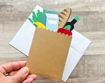 Grocery Gift Card Holder, Supermarket Gift Card Holder, Food Gift Card Holder, Grocery Bag Gift Card Holder