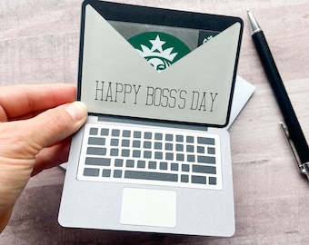 Laptop Gift Card Holder, Boss's Day Gift, Computer Gift Card Holder, Gift for Dad, Birthday Gift Card Holder, Boss Day Card
