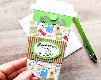 Teacher Gift Card Holder, Coffee Cup Gift Card Holder, Teacher Appreciation Gift, End Of School Year Gift for Teacher, Paraprofessional Gift