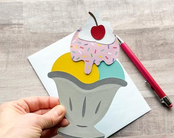 Ice Cream Gift Card Holder, Sundae Gift Card Holder, Food Gift Card Holder, Birthday Gift Card Holder
