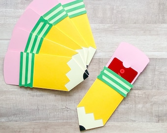 Pencil Gift Card Holders, Bulk Gift Card Holder, Teacher Gift, Teacher Appreciation Gift, Holiday Teacher Gift