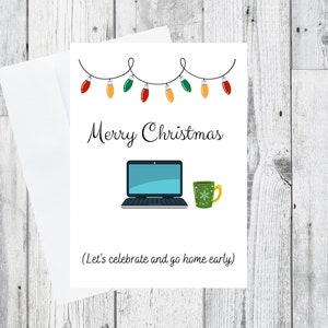 Carte à imprimer pour Noël du patron, carte de Noël amusante pour patron, téléchargement immédiat, cadeau pour patron, rentrer tôt à la maison