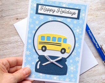 Happy Holidays Card for School Bus Driver, Holiday Card