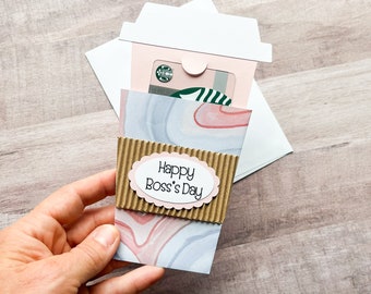 Boss Day Gift, Coffee Cup Gift Card Holder, Bosses Day Card, Boss Day Gift Women, Boss's Day Gift for Her