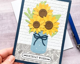 Sunflower Birthday Card, Floral Birthday Card, Sunflower Greeting Card, Birthday Card for Mom