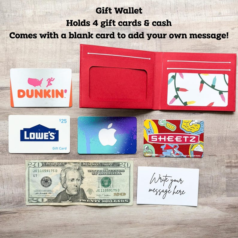 Christmas Gift Card Wallet, Holds 4 Gift Cards and Cash, Multiple Gift ...