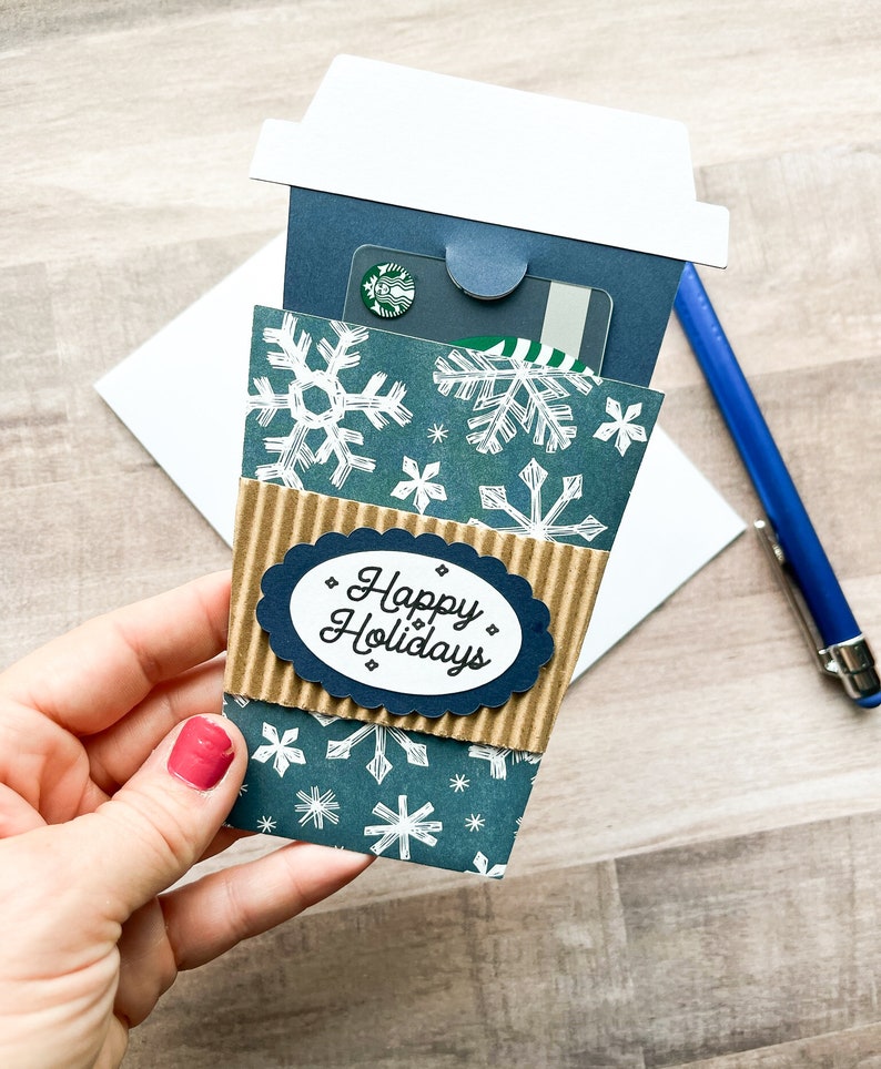 Coffee Cup Gift Card Holder Merry Christmas Gift Card Holder Etsy
